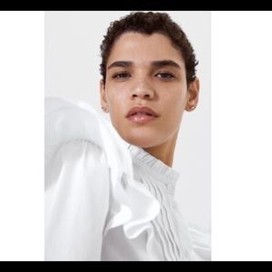Zara Ruffled Poplin Blouse